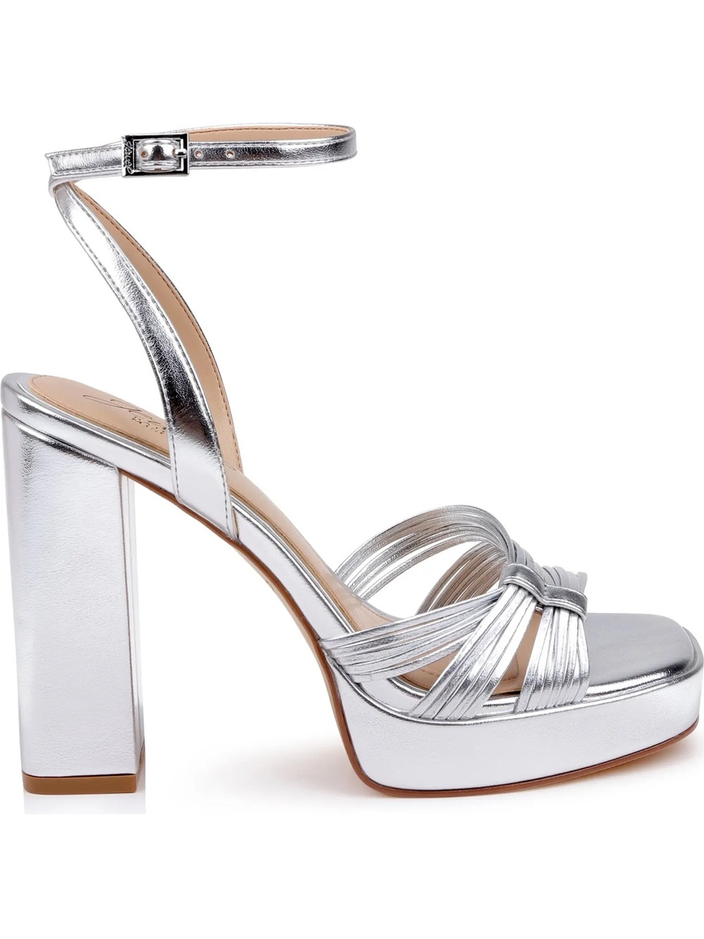 Jewel Badgley Mischka Silver Knotted Platform Ankle-Strap Sandal